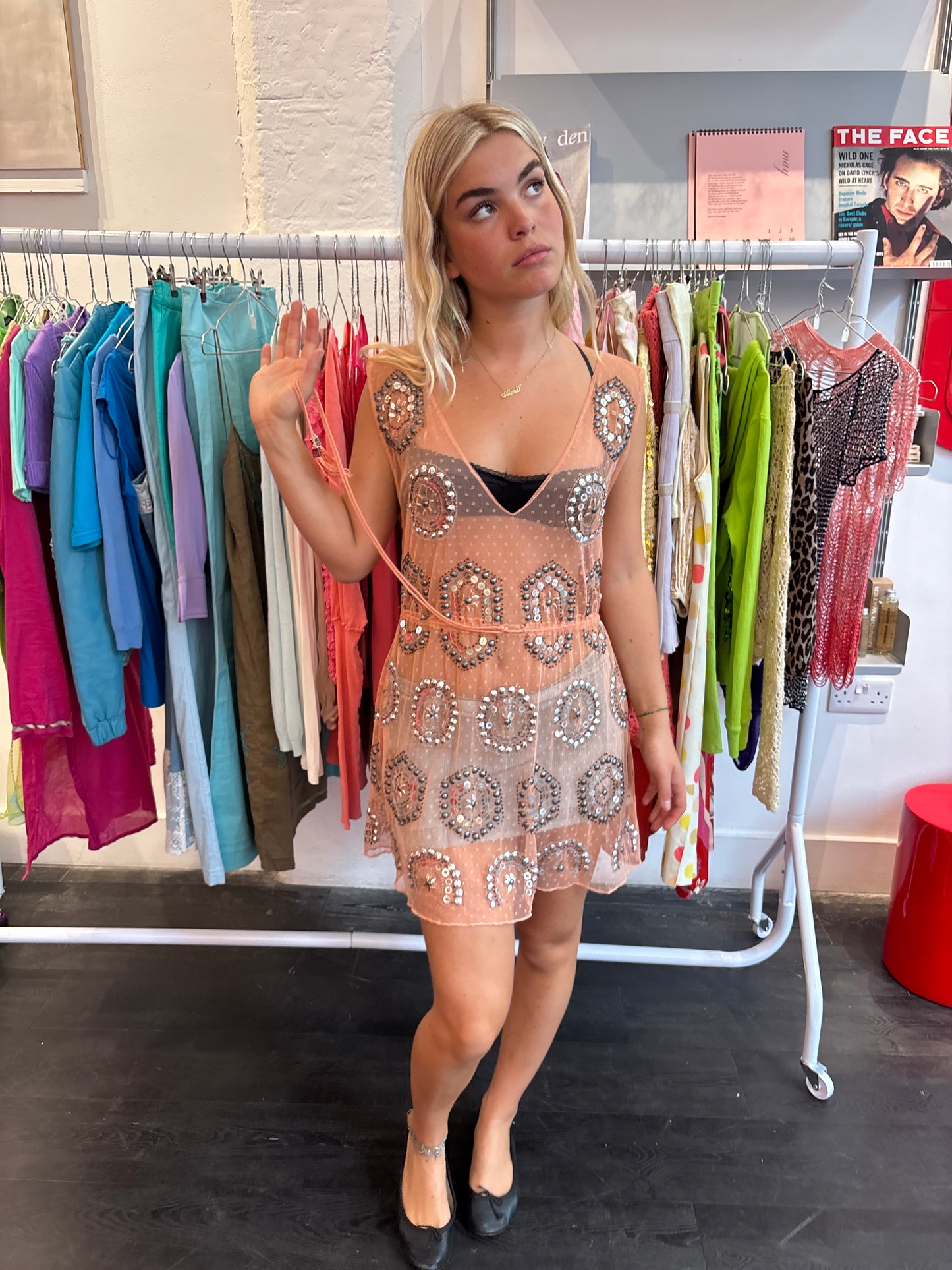 River Island Peach Mesh Dress