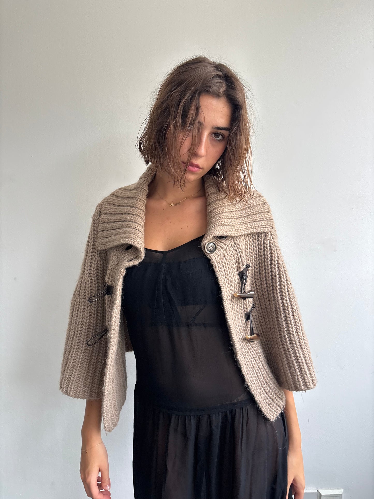 Miss Sixty Taupe Knit Poncho