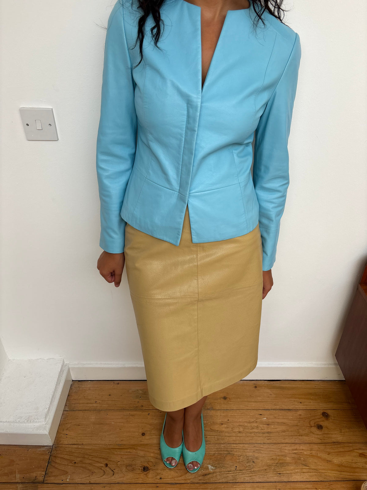 Stark Beige Leather Skirt