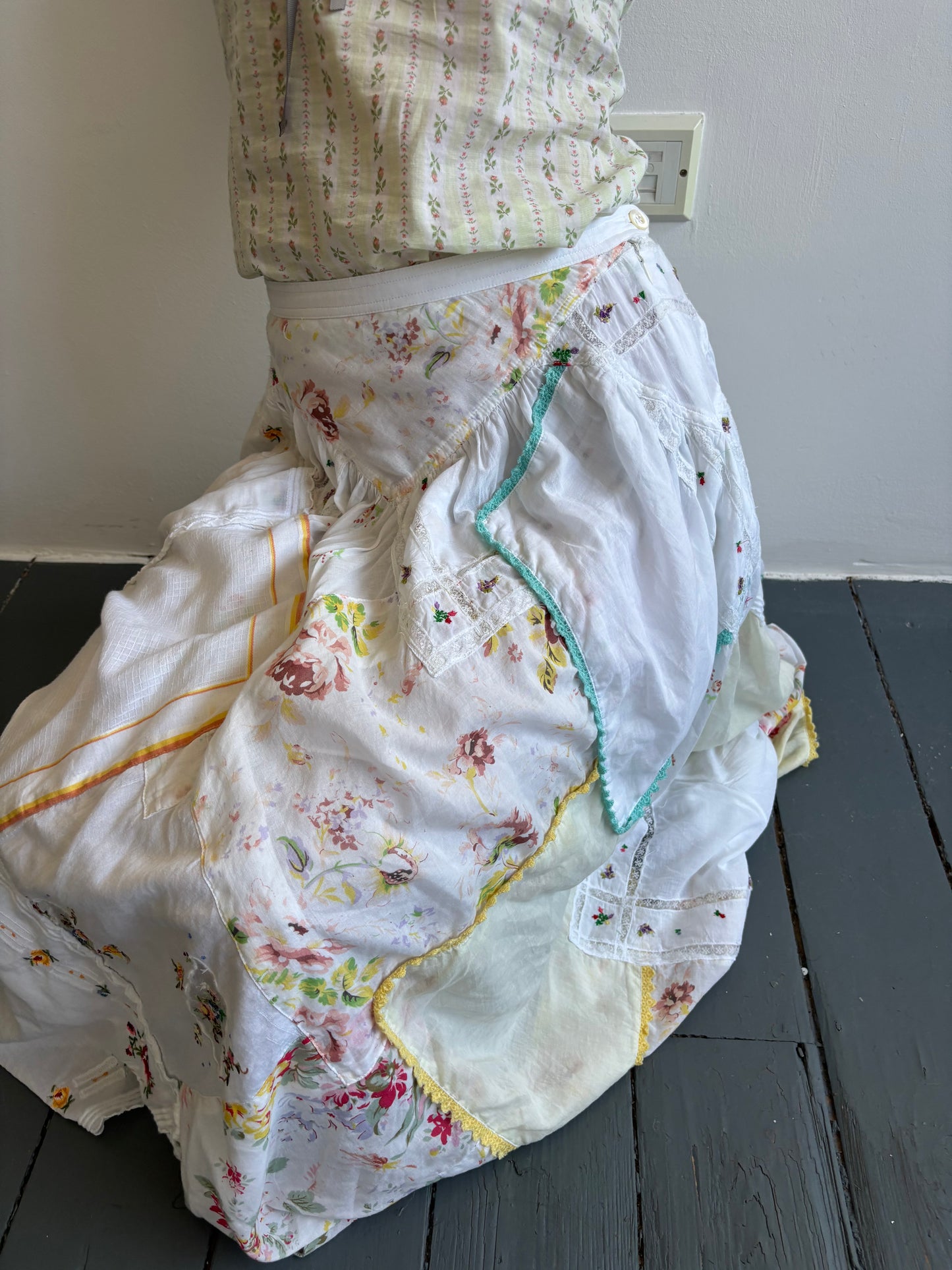 Ralph Lauren White Patchwork Skirt