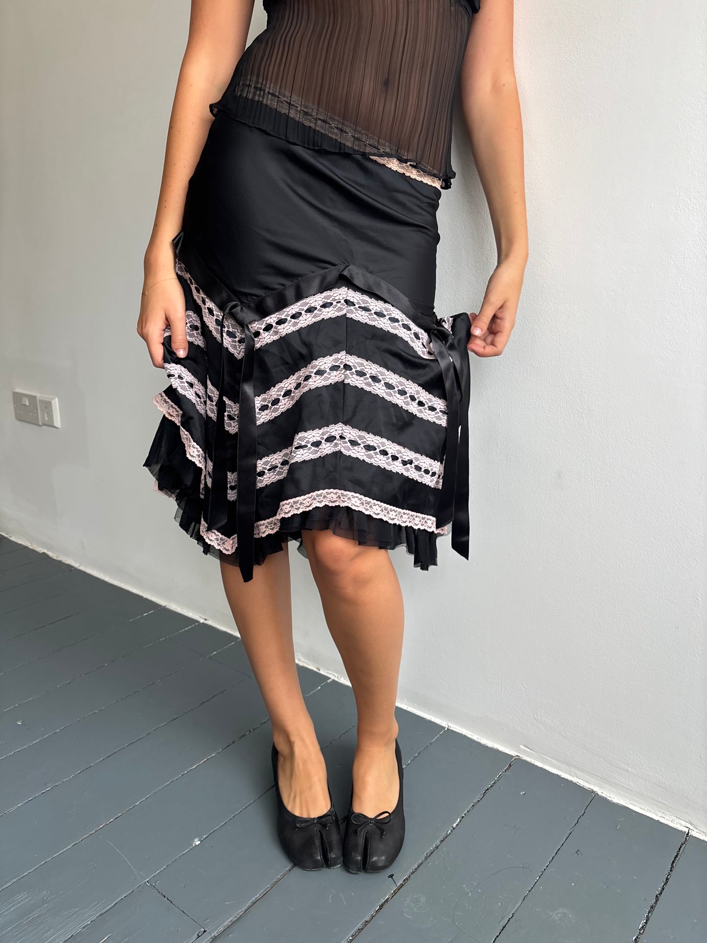 Voyage Black Ribbon Skirt