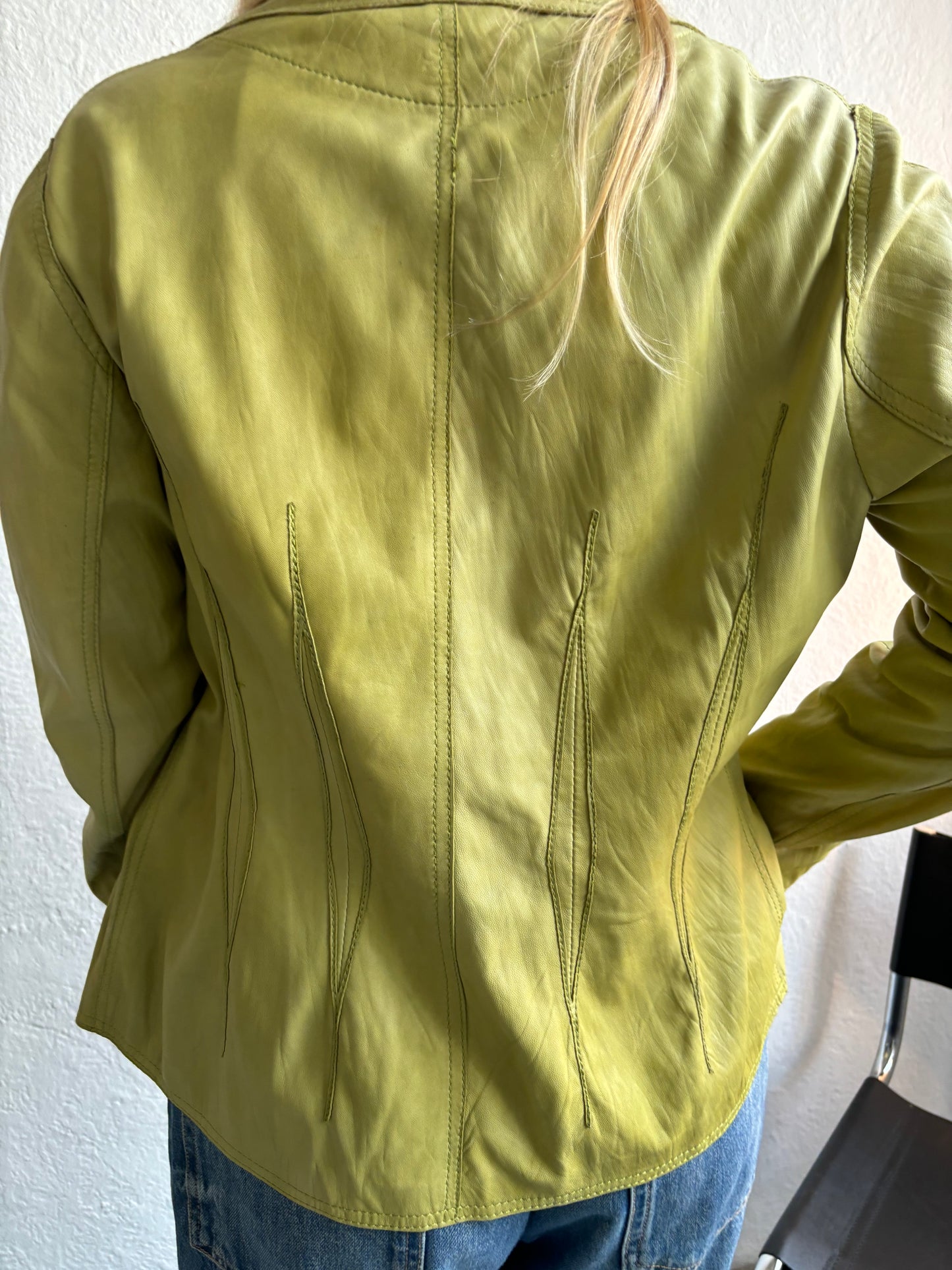 Luisa Cerano Lime Green Leather Blazer