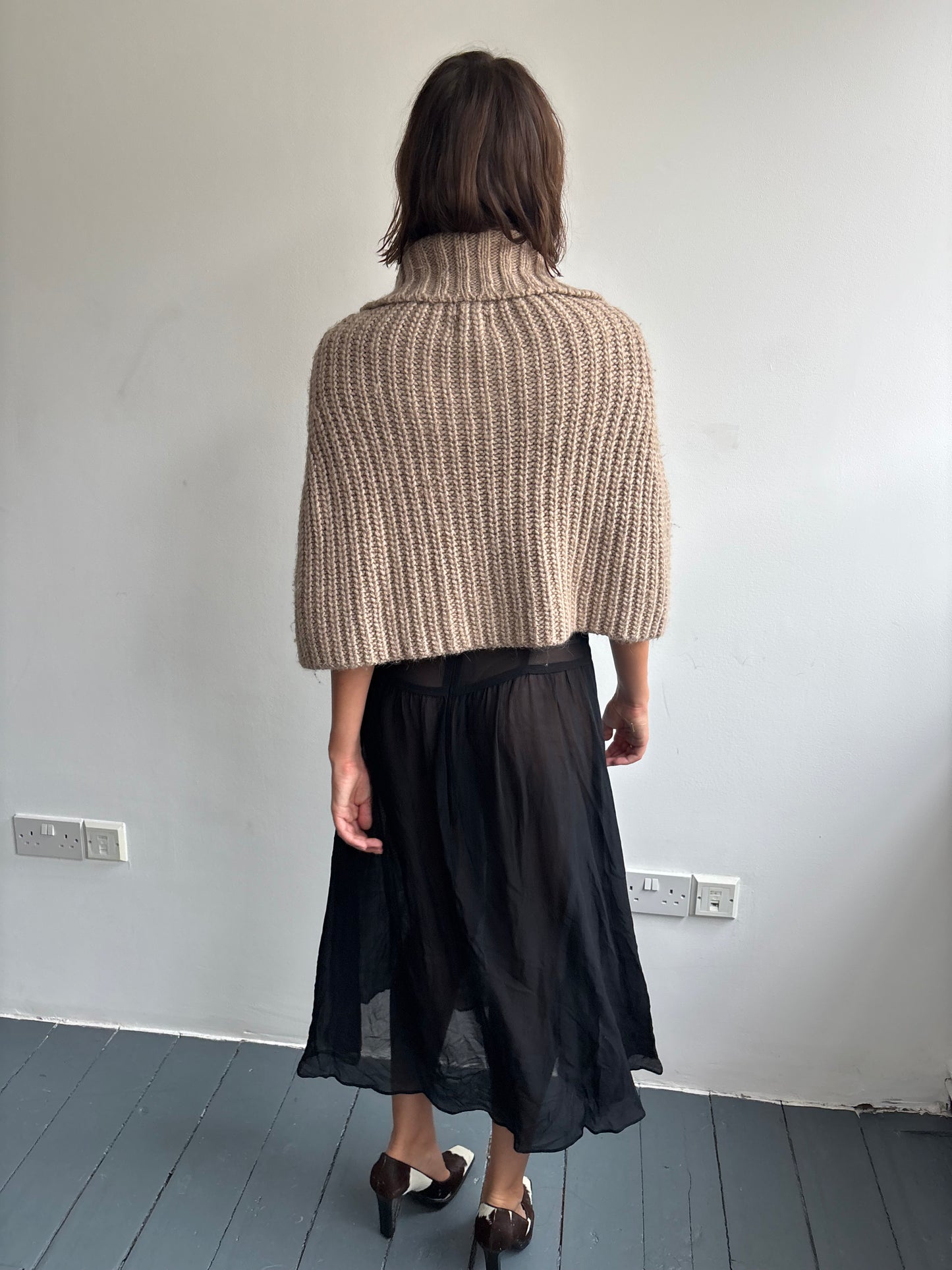 Miss Sixty Taupe Knit Poncho