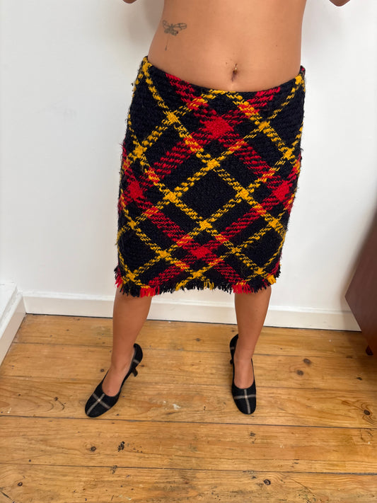 Luisa Spagnoli Plaid Wool Skirt