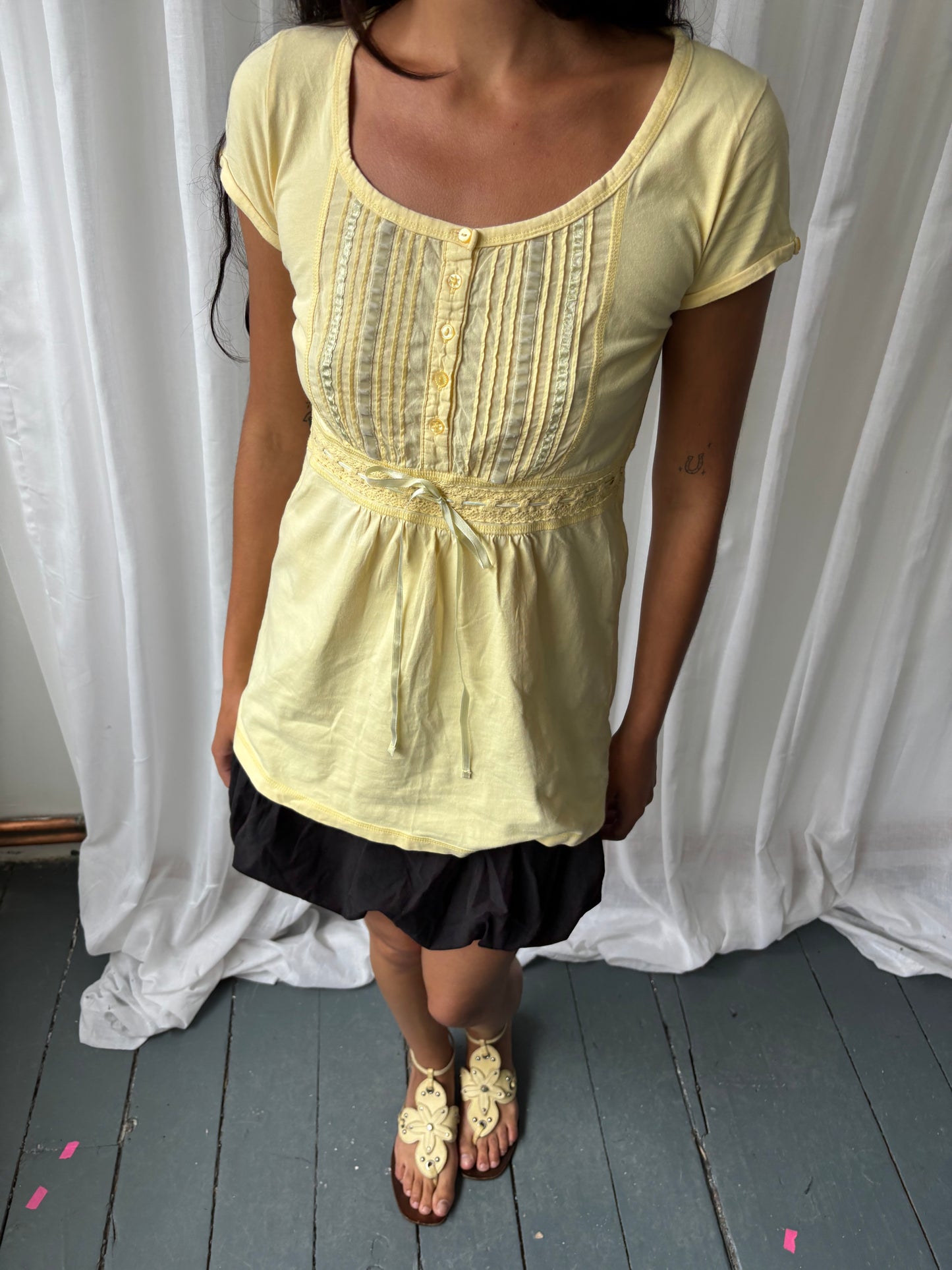Vintage Yellow Milkmaid Top