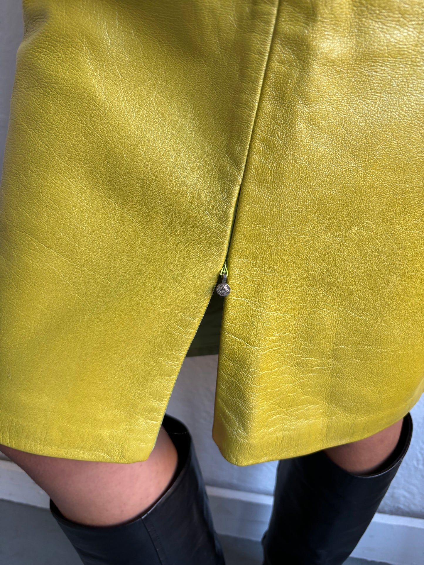 Versace Yellow Leather Skirt