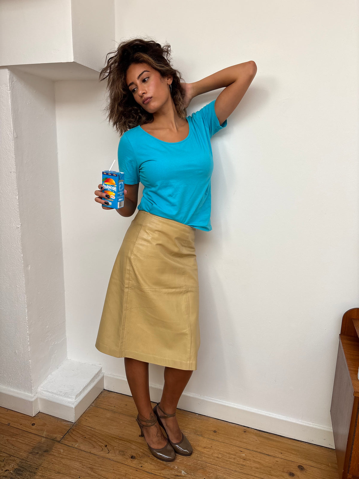 Stark Beige Leather Skirt