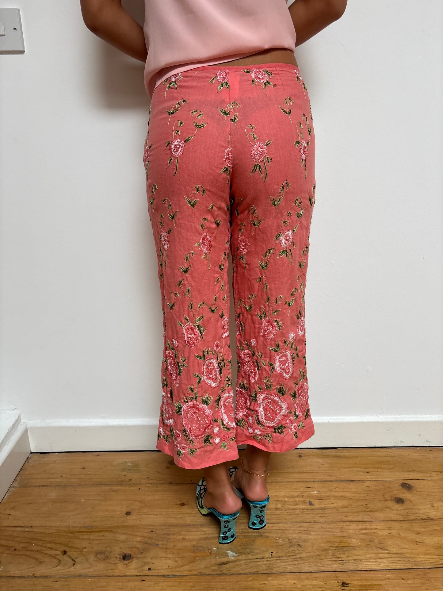 Renato Nucci Embroidered Coral Trousers