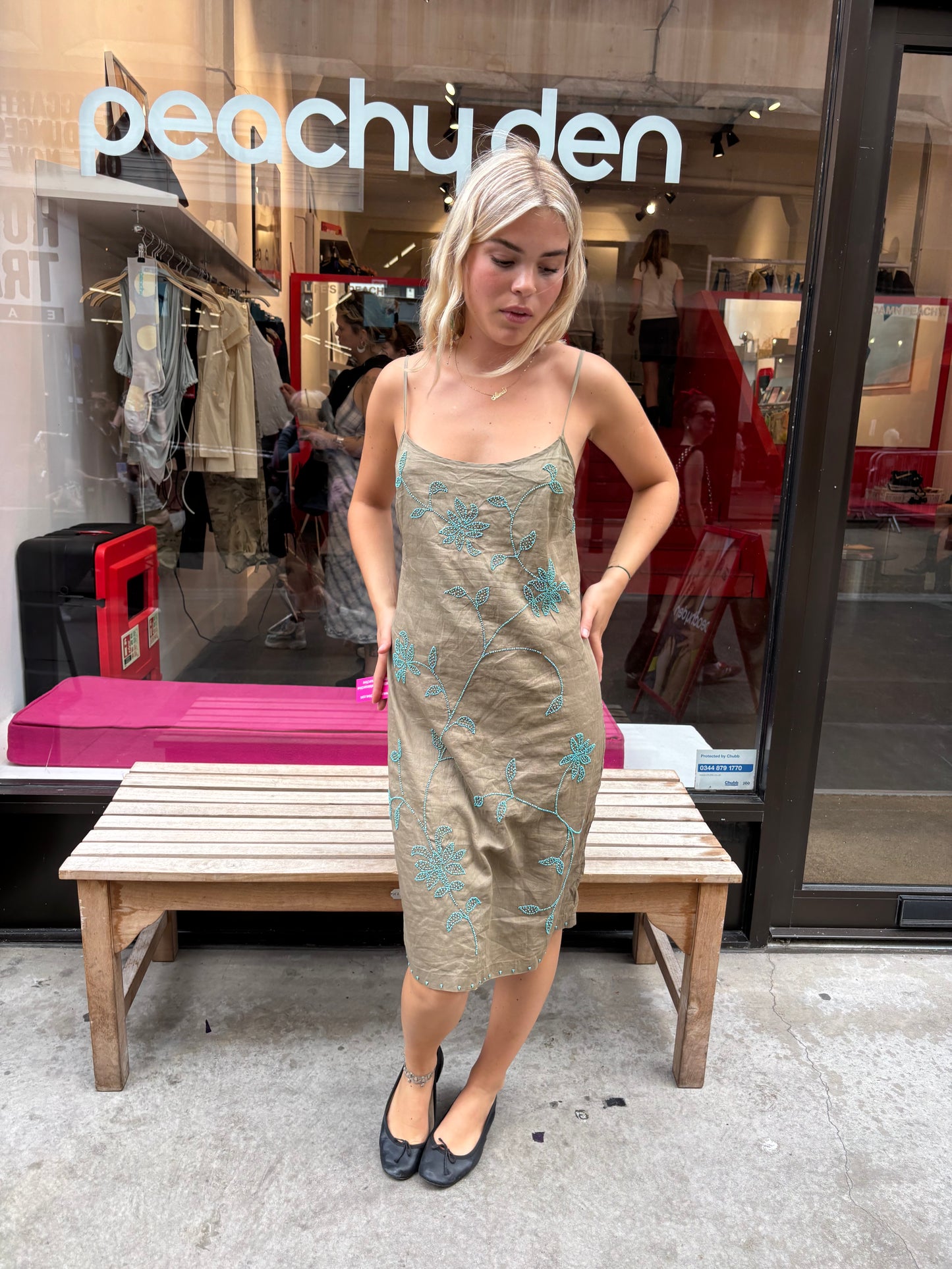 French Connection Brown Beaded Dress