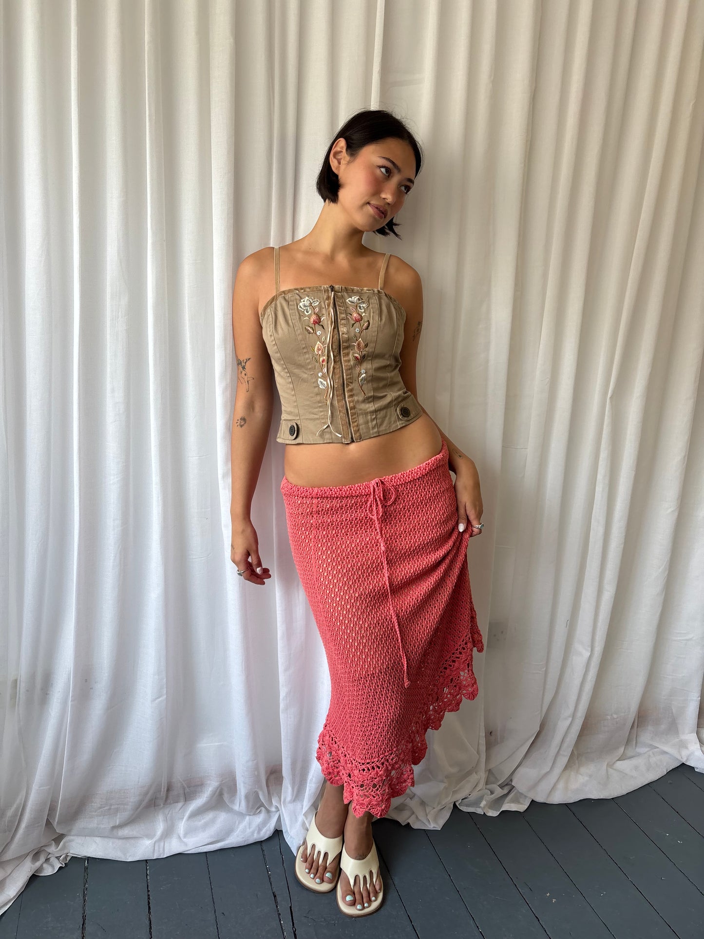 Ralph Lauren Coral Crochet Skirt