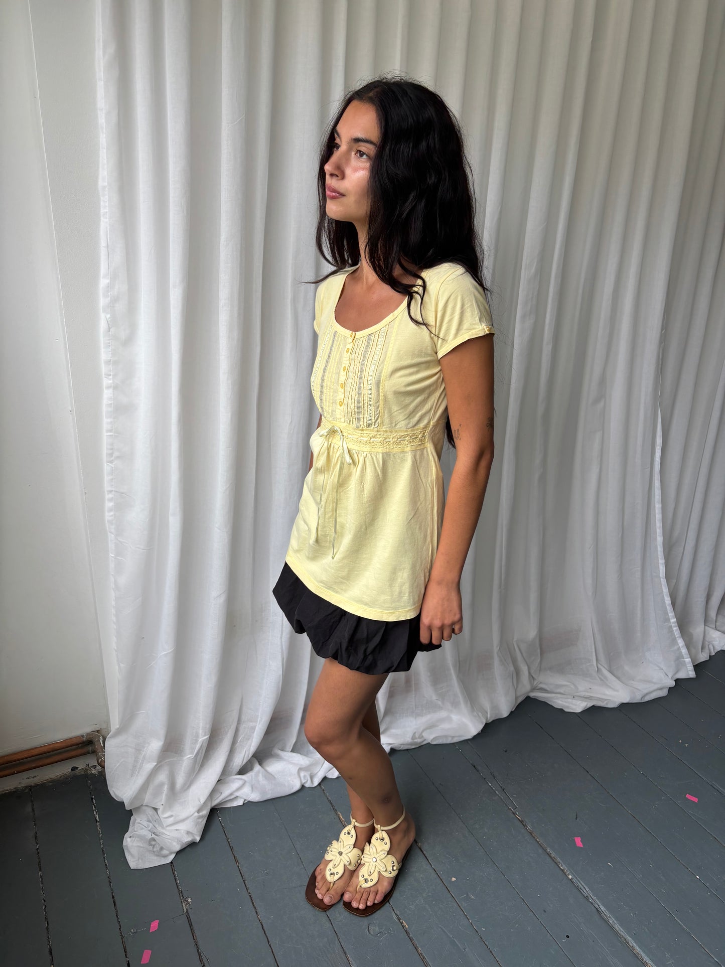 Vintage Yellow Milkmaid Top