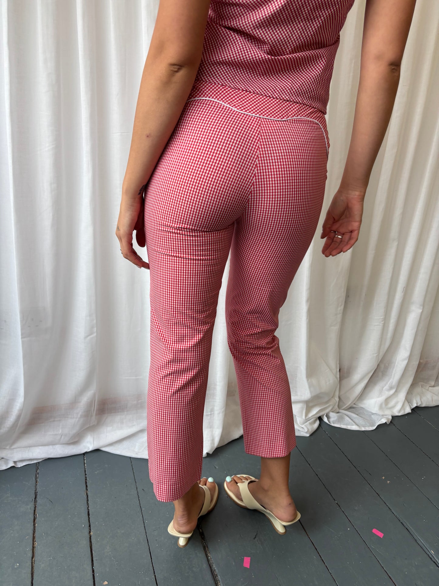 Karen Millen Red Gingham Cropped Trousers