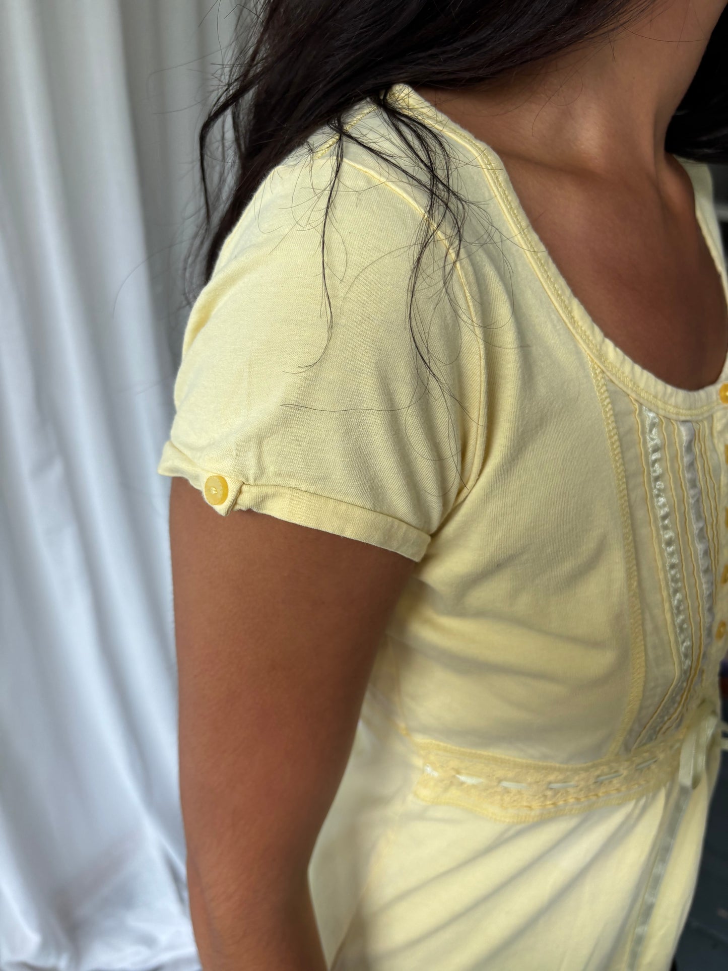 Vintage Yellow Milkmaid Top