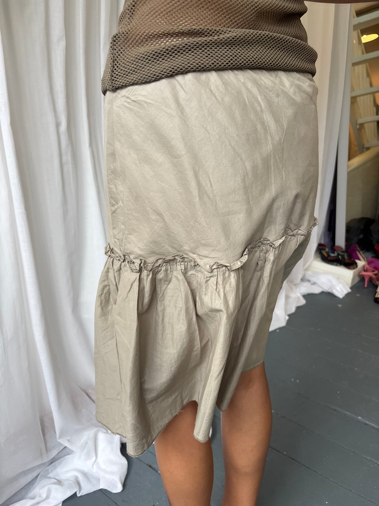 Sisley Taupe Peplum Skirt