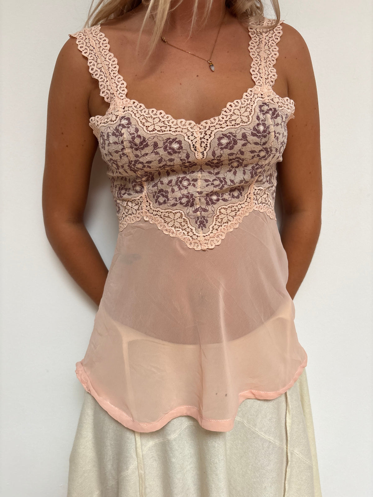 Vintage Nude Pink Lace Top