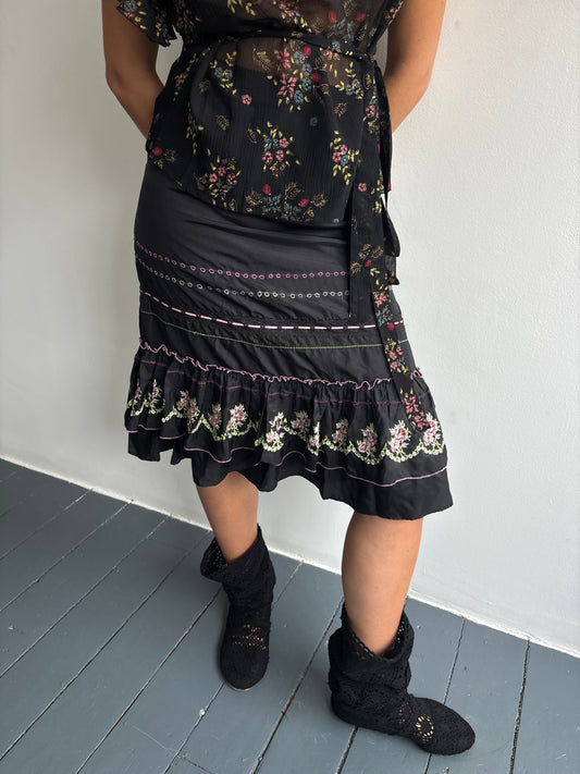 Stella Forest Black Silk Skirt