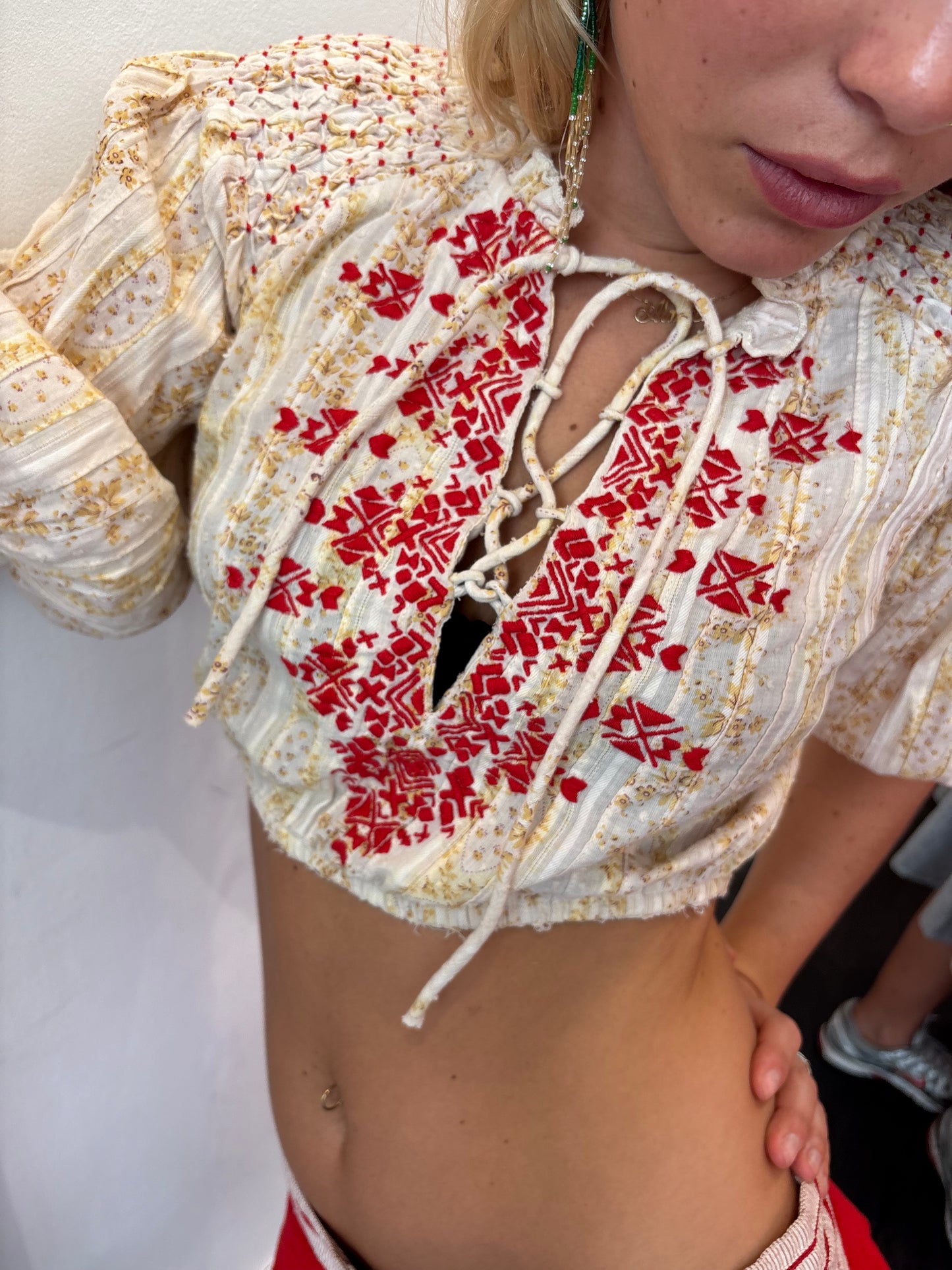 Vintage Red Embroidered Top