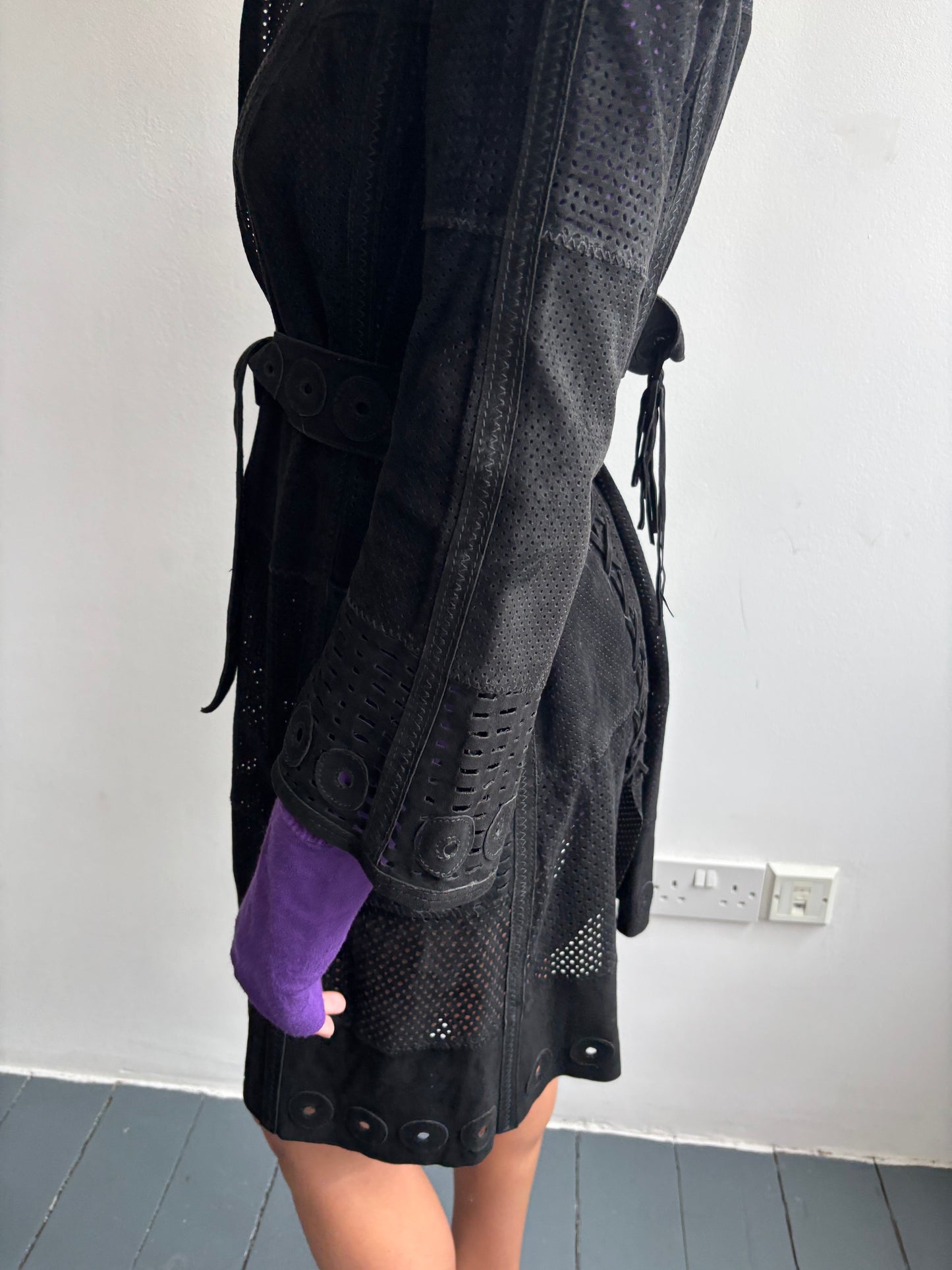 Cavalli Black Suede Trench