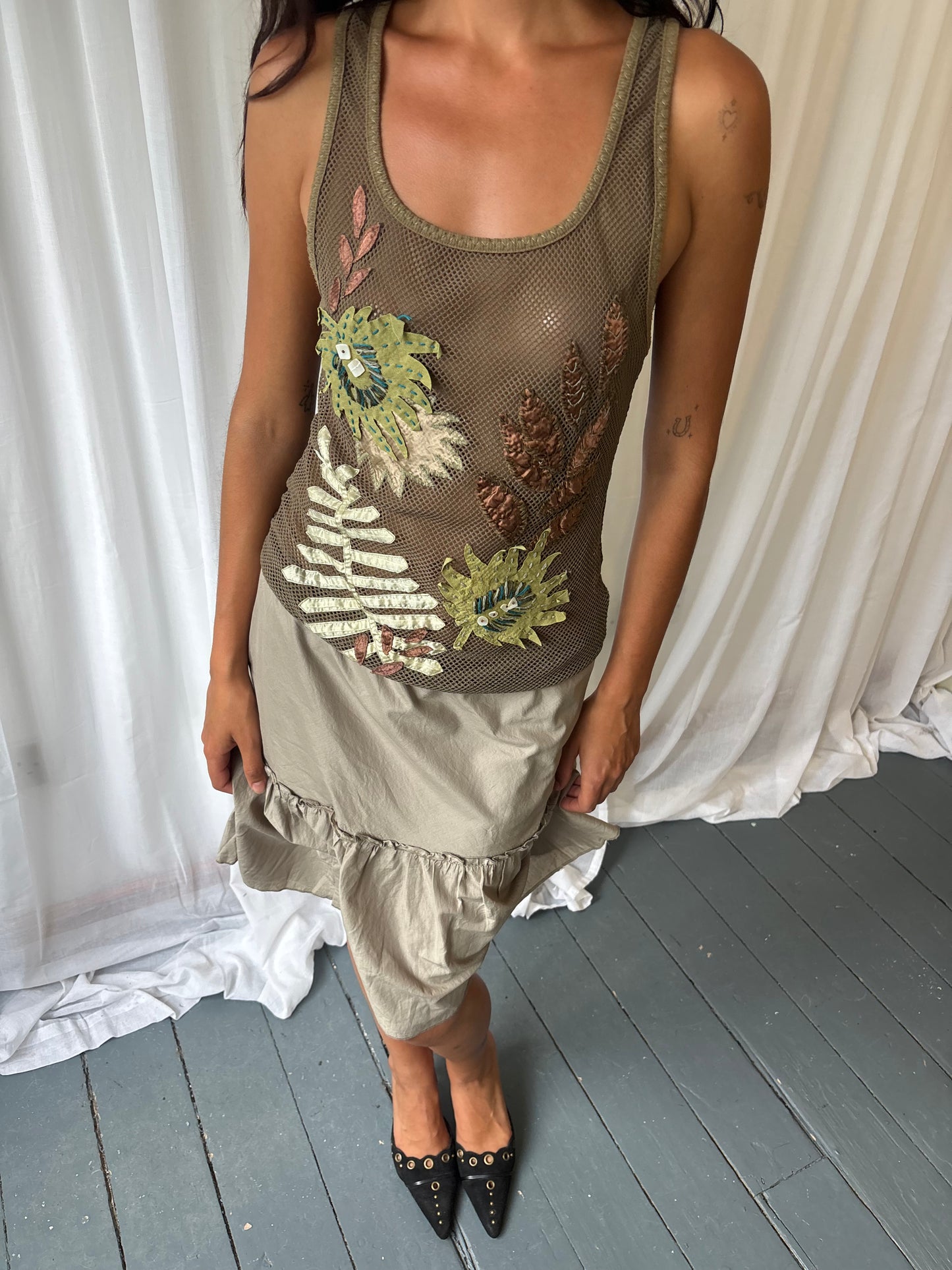 Karen Millen Khaki Mesh Vest