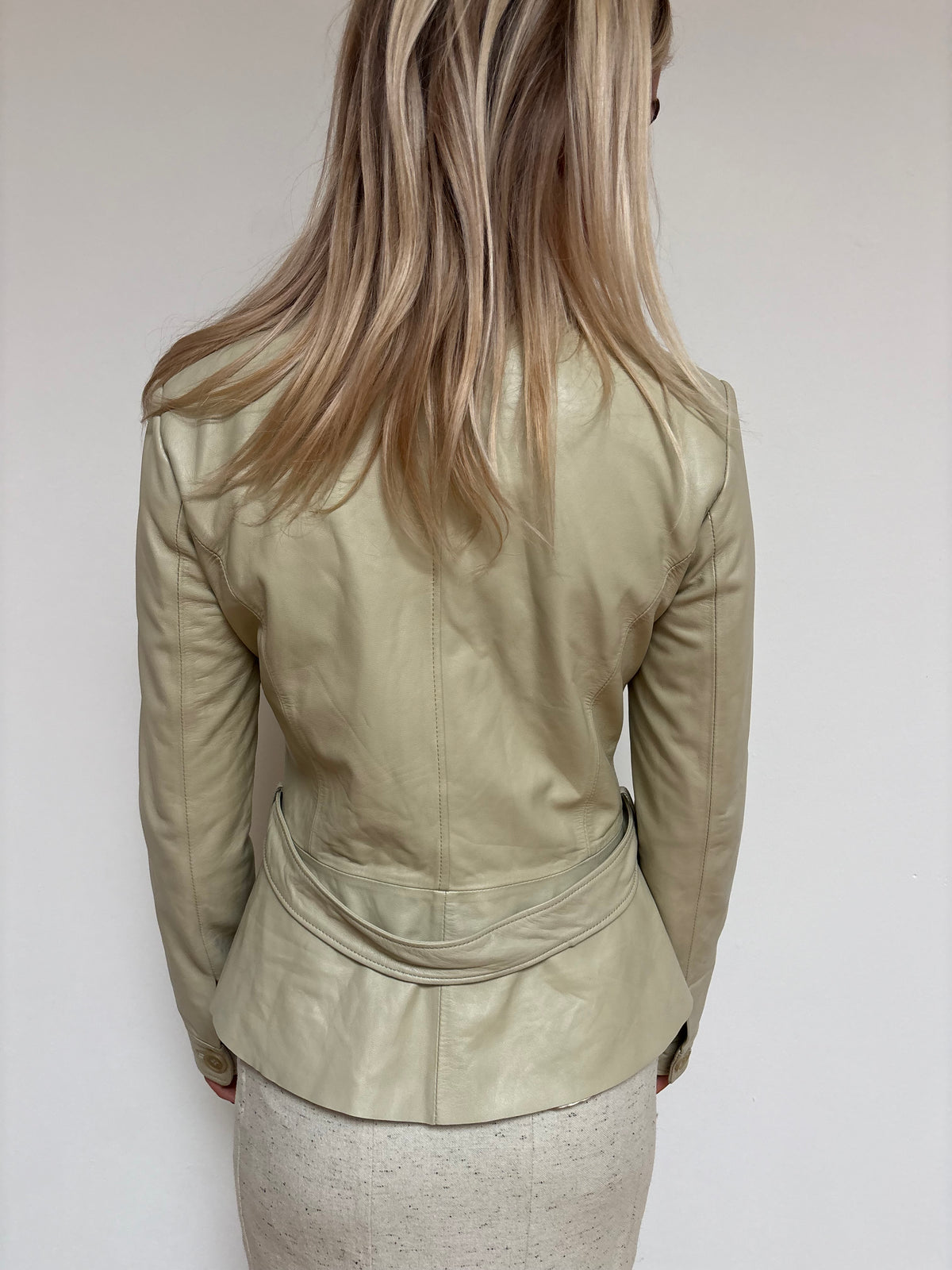 Yuppie Beige Leather Jacket