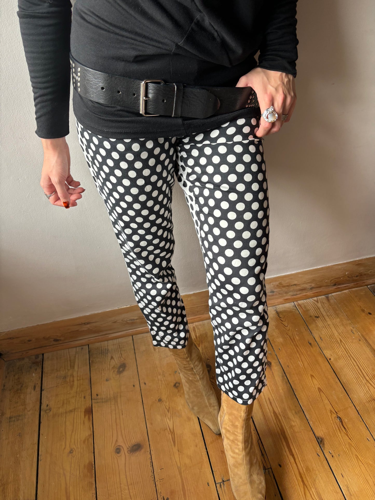 Moschino Monochrome Polka Dot Capris