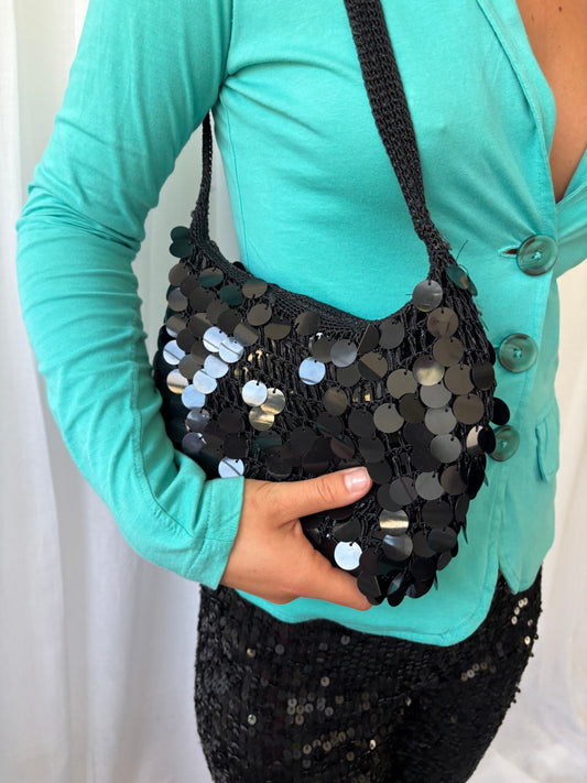 Vintage Black Sequin Bag