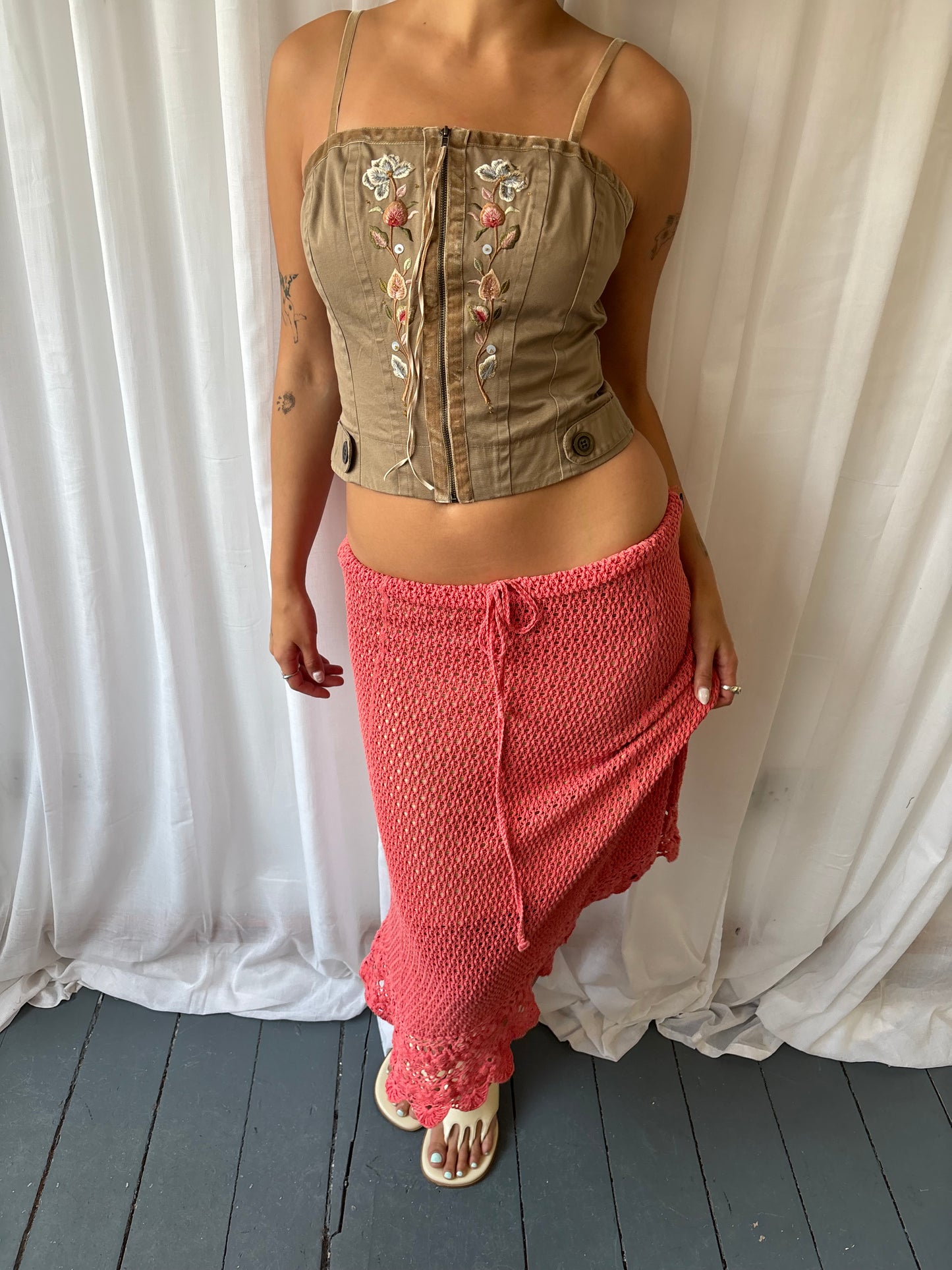 Ralph Lauren Coral Crochet Skirt
