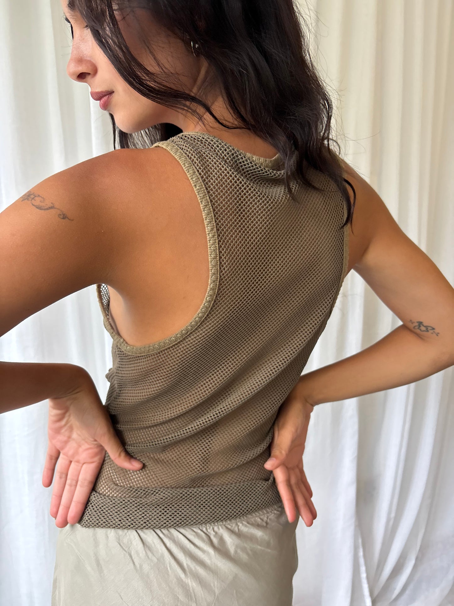 Karen Millen Khaki Mesh Vest