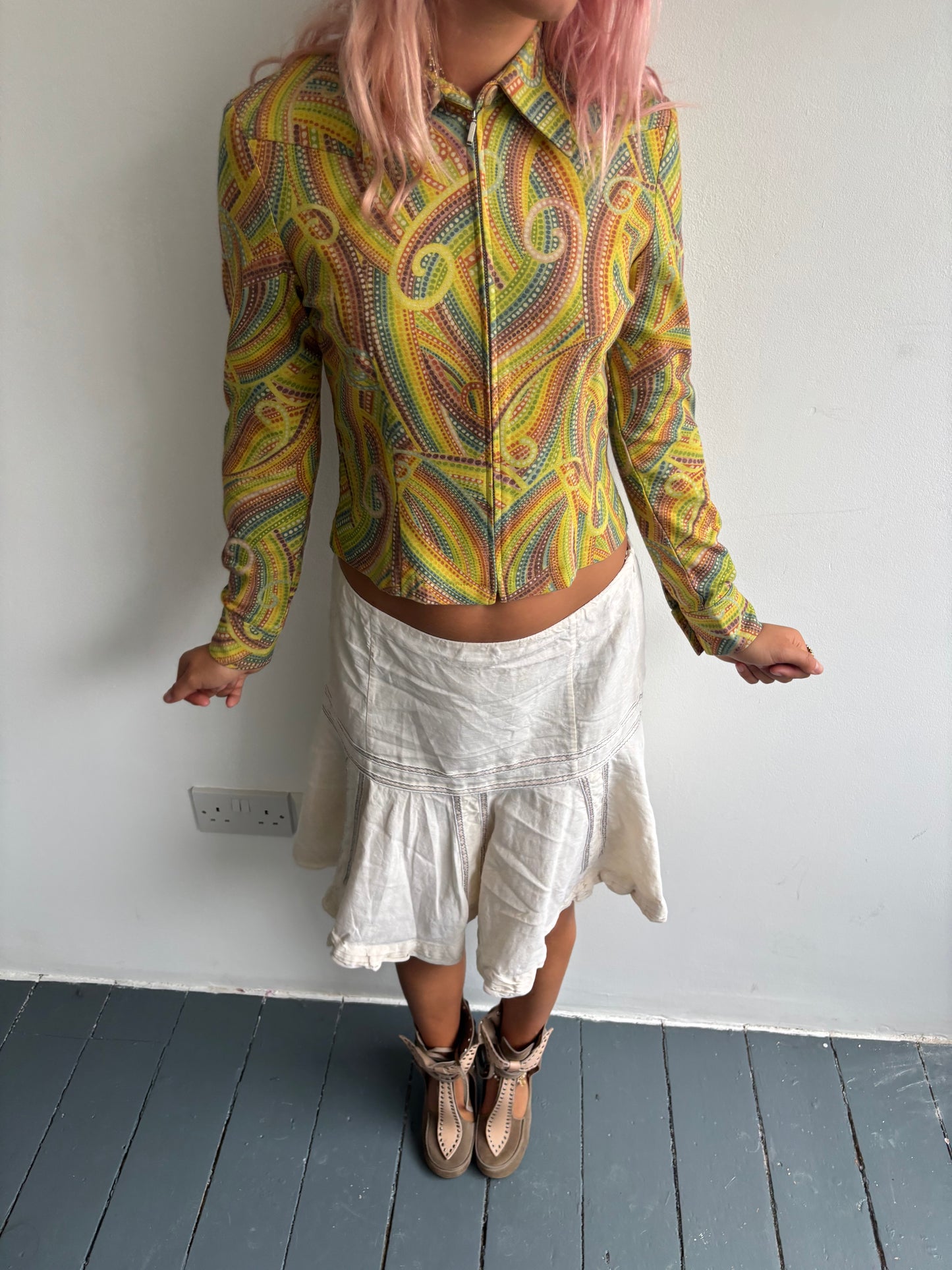 Jaspal Yellow Swirl Print Jacket
