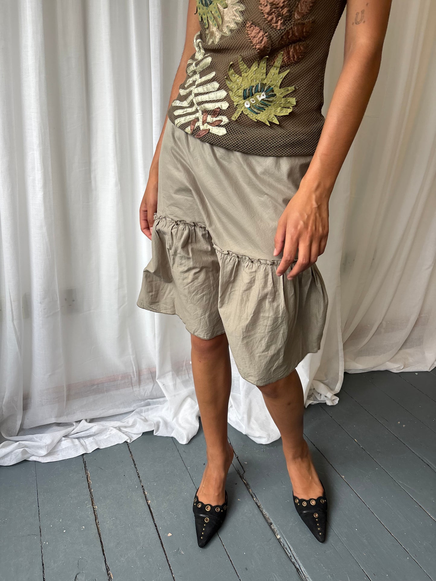 Sisley Taupe Peplum Skirt
