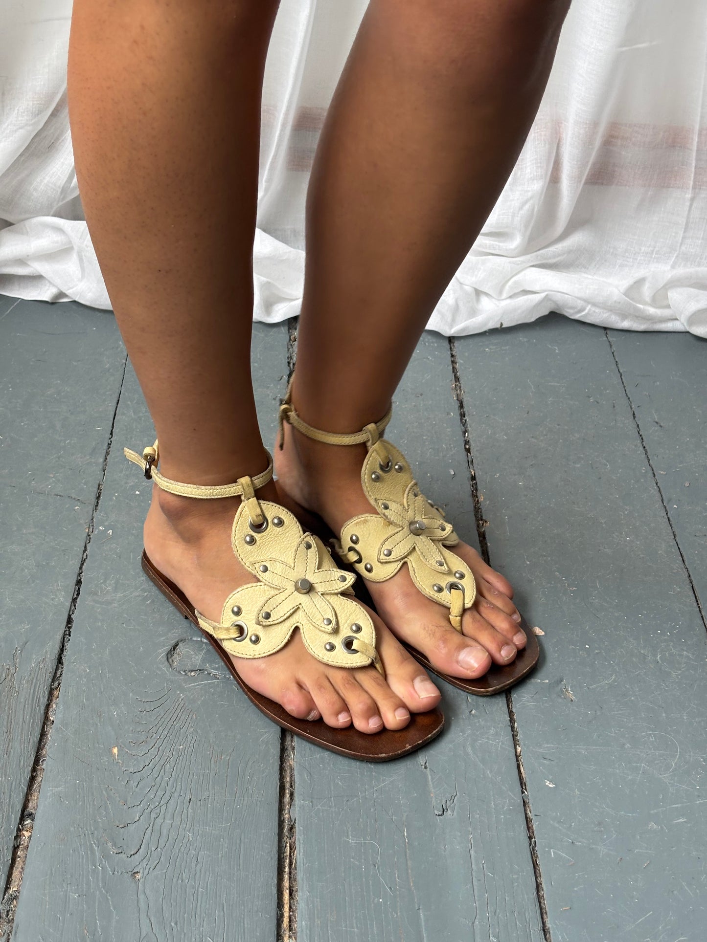 Miu Miu Yellow Leather Sandals