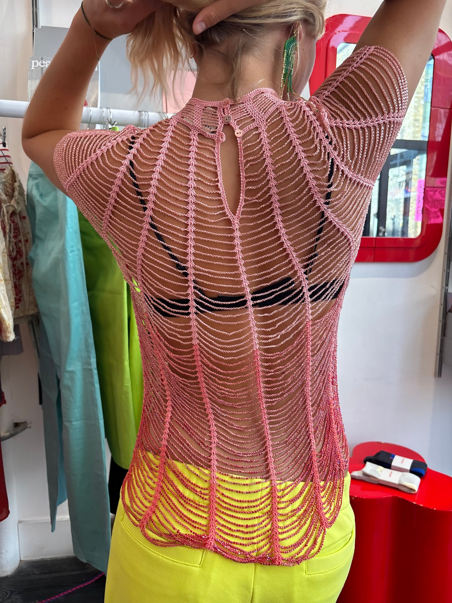 Vintage Pink Beaded Showgirl Top