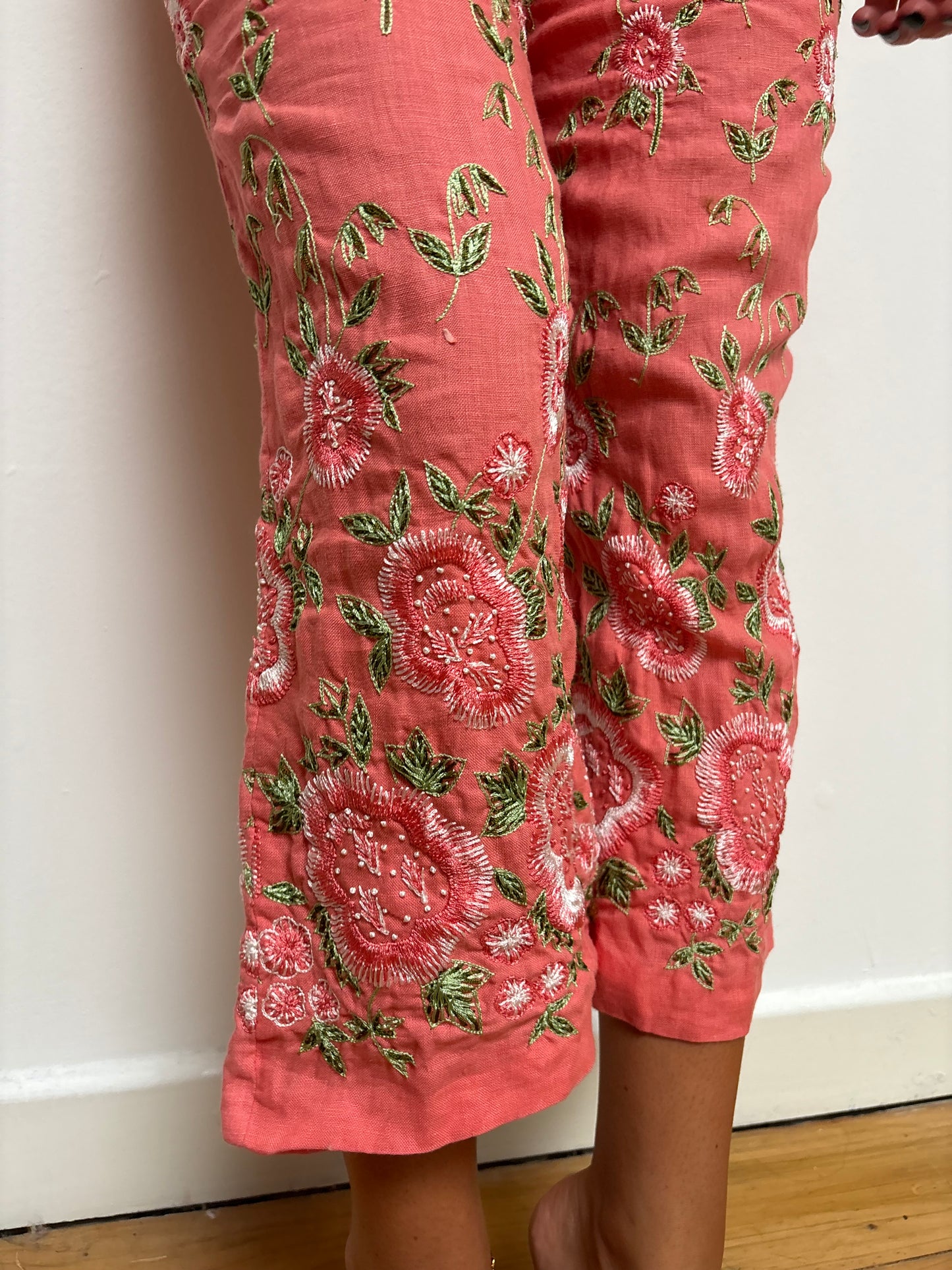 Renato Nucci Embroidered Coral Trousers