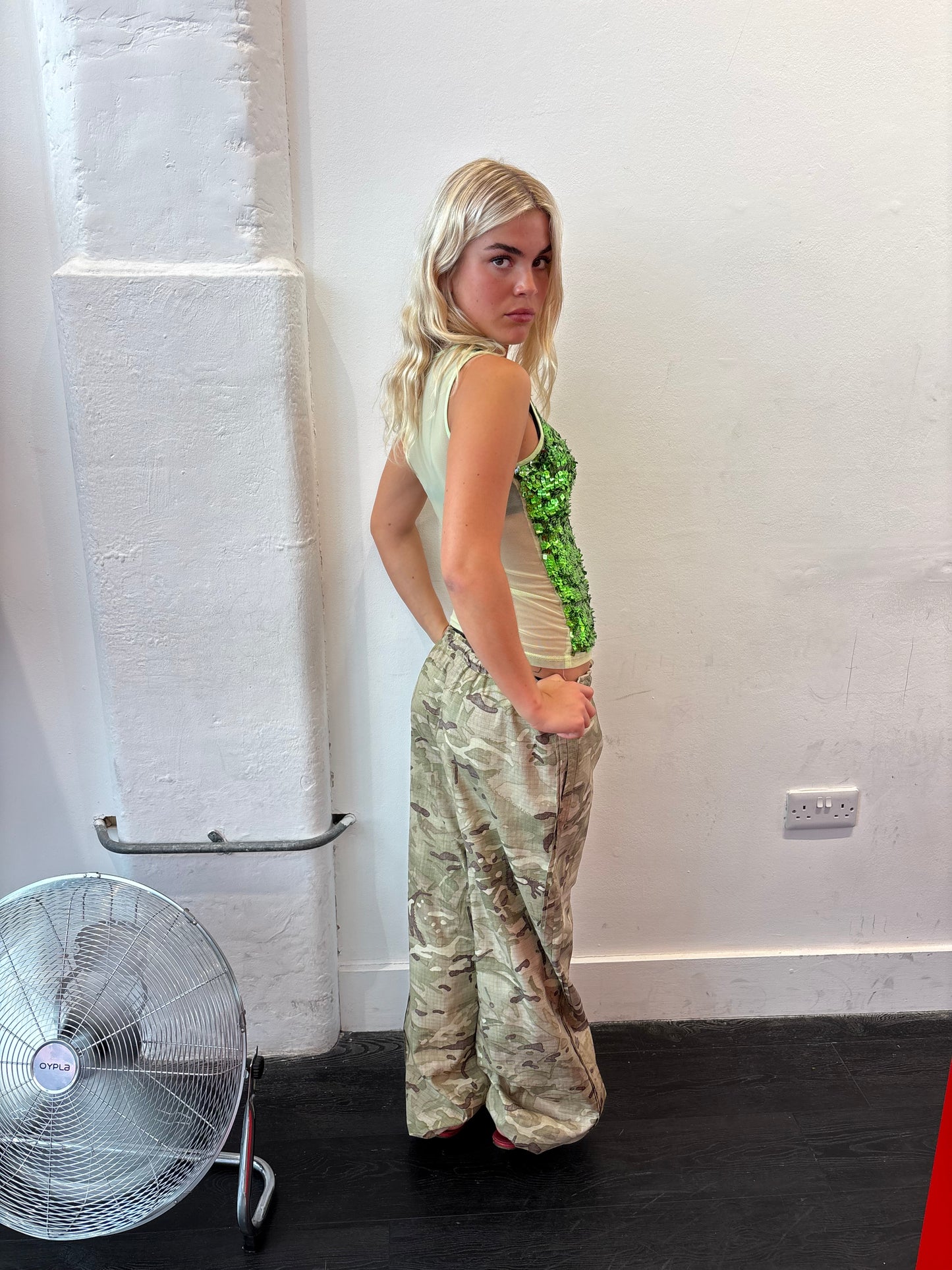 Vintage Green Sequin Top