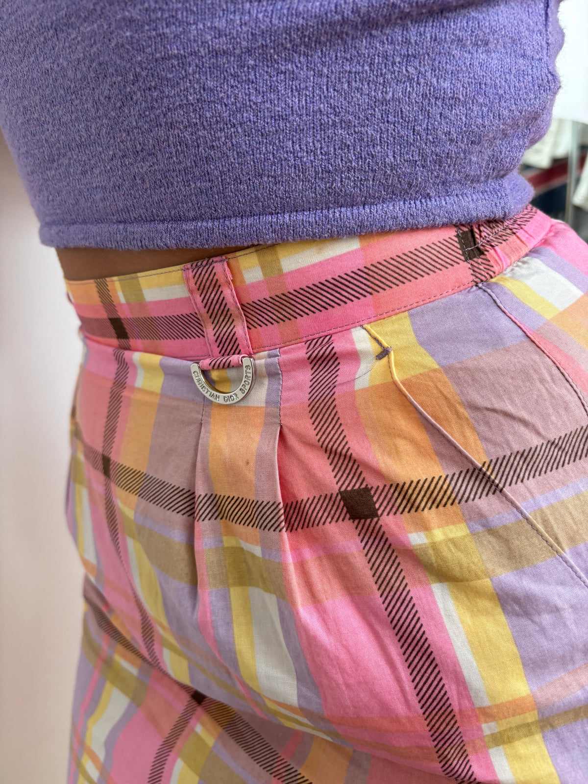 Christian Dior Pink Plaid Skirt