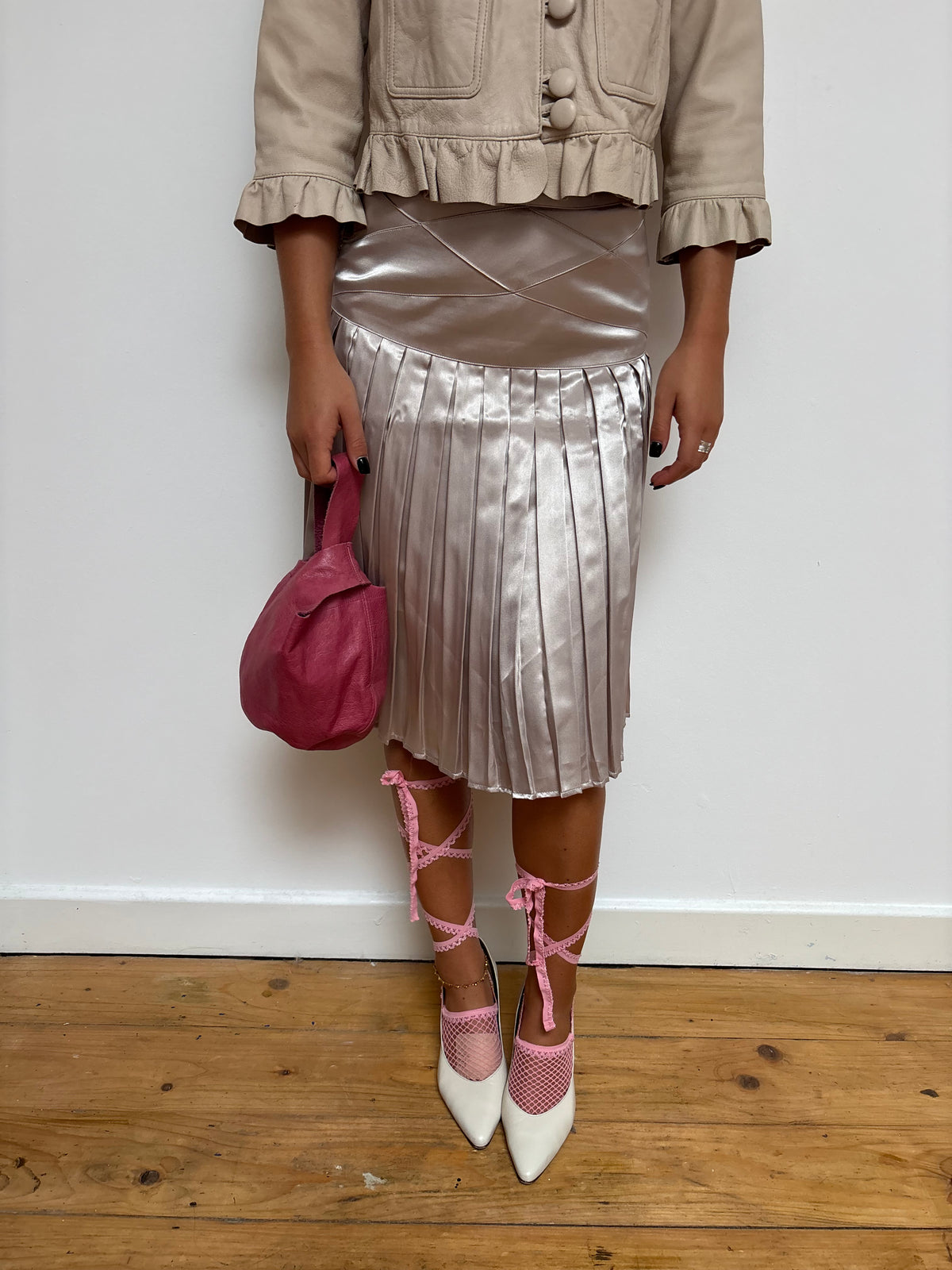 Vintage Golden Taupe Pleated Skirt