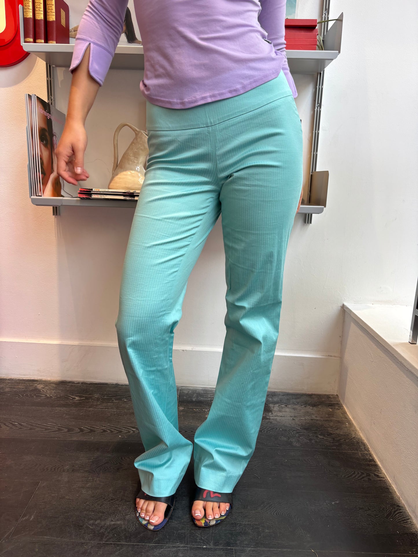 Oasis Turquoise Pinstripe Trousers