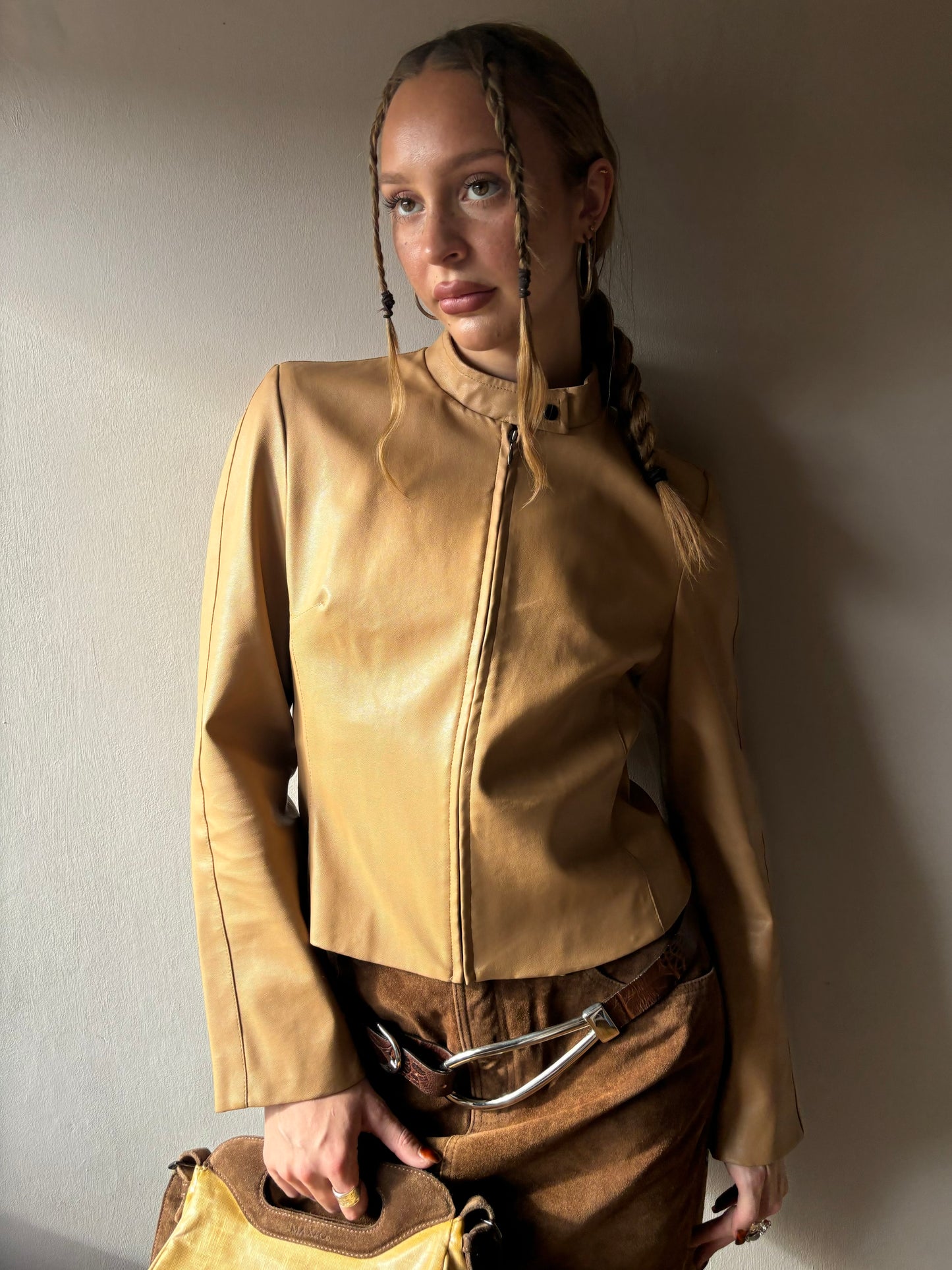 Kookai Faux Leather Tan Jacket