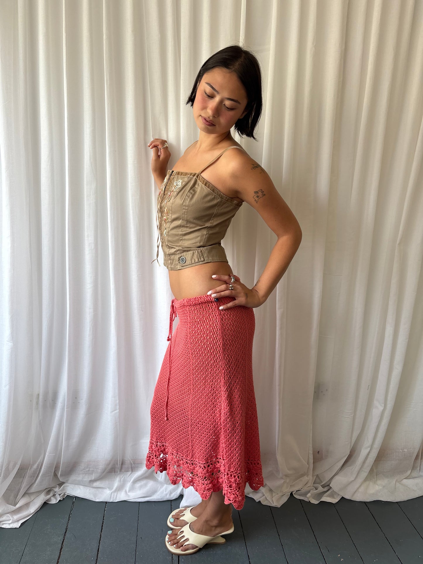 Ralph Lauren Coral Crochet Skirt
