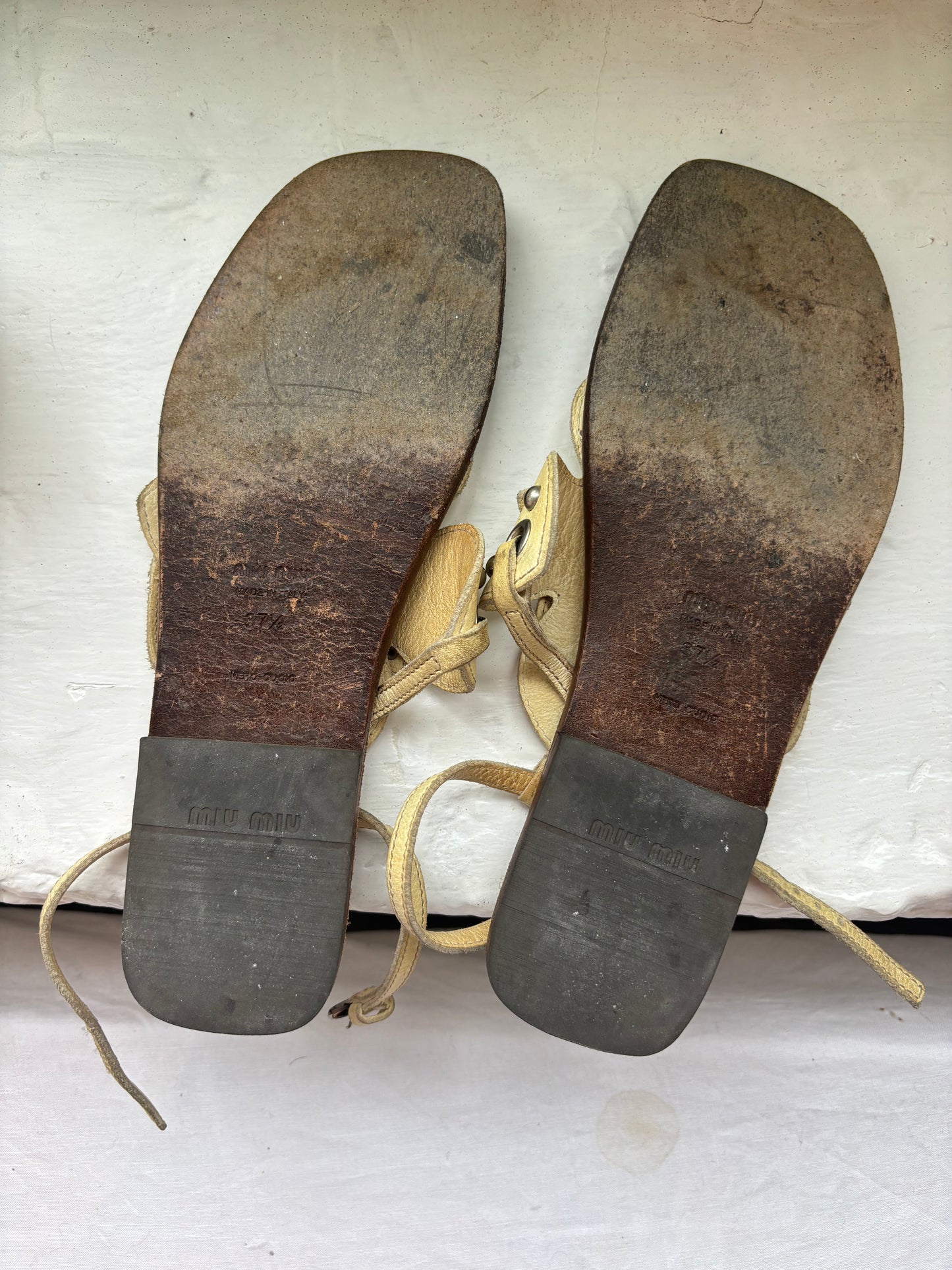 Miu Miu Yellow Leather Sandals
