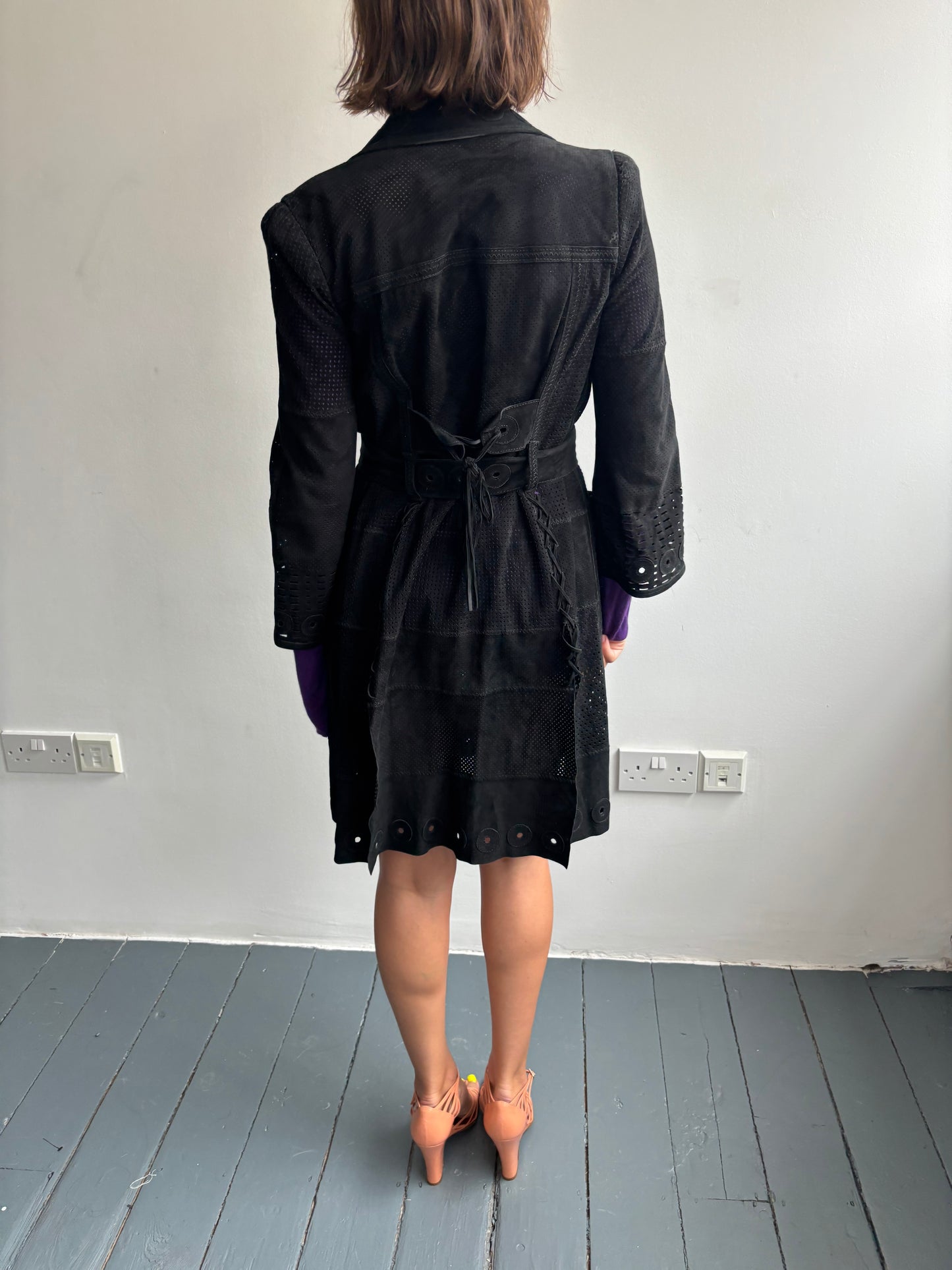 Cavalli Black Suede Trench