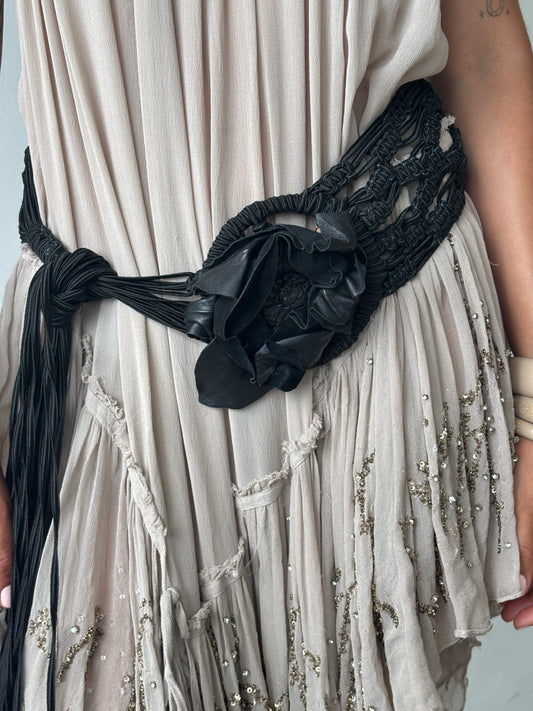 Chine Black Tassel Belt