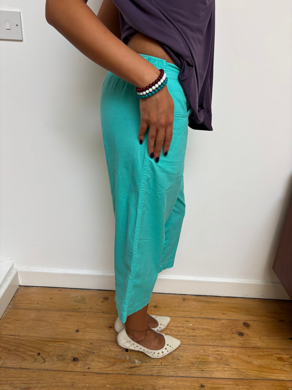 Vintage Aqua Sea Green Capris
