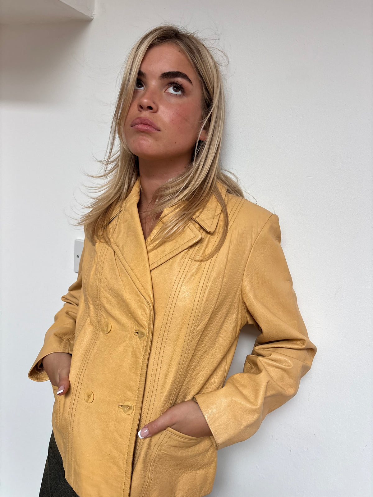 Vintage Tan Yellow Leather Jacket