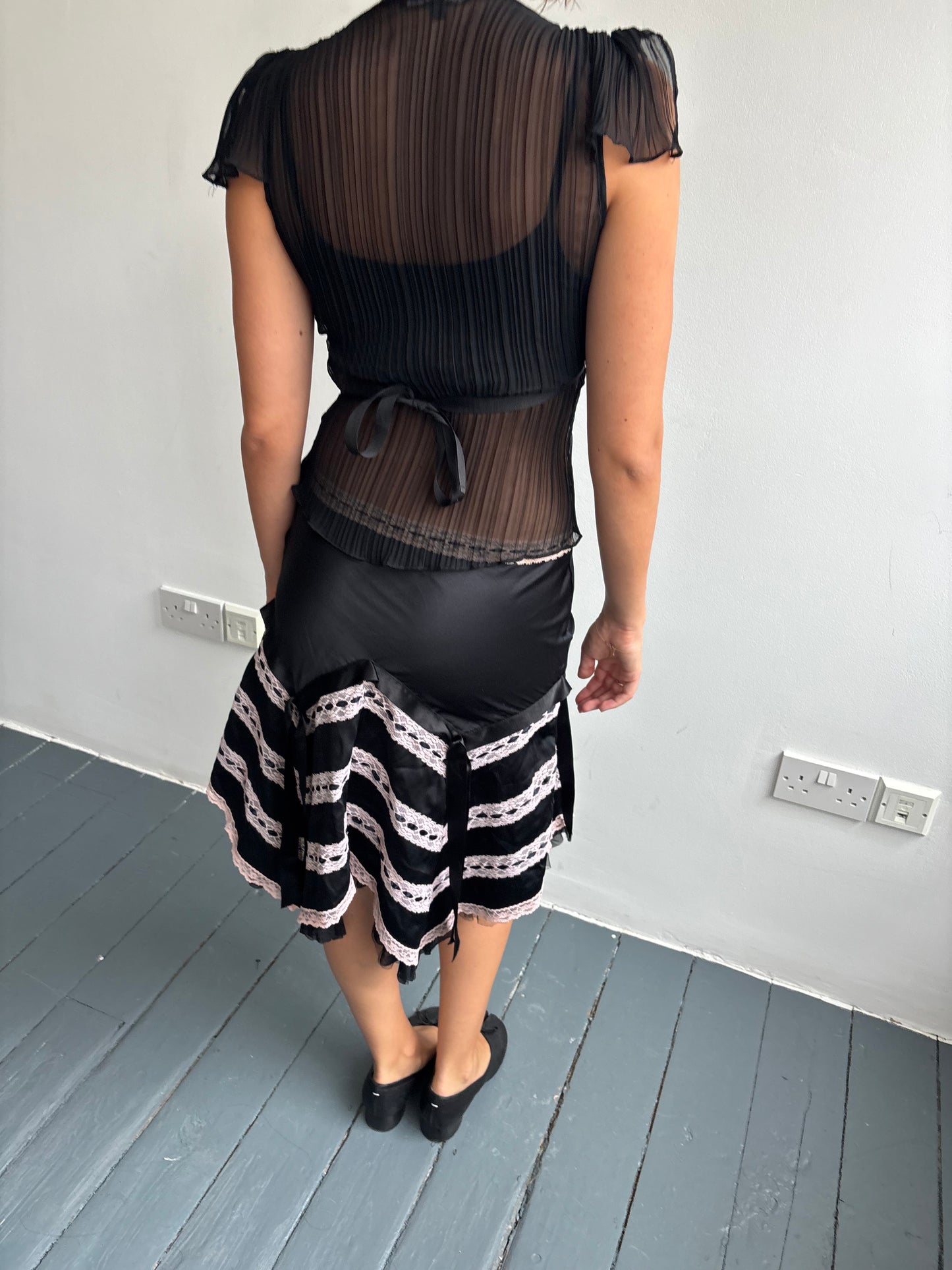 Voyage Black Ribbon Skirt