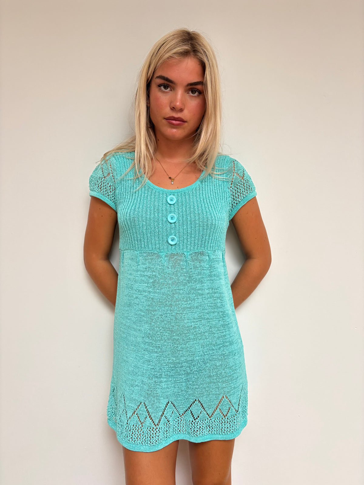 Vintage Turquoise Knit Dress