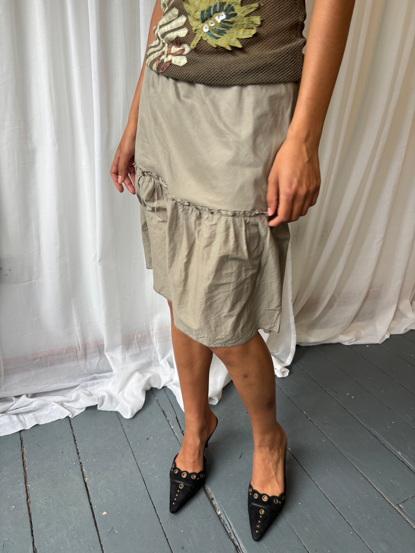 Sisley Taupe Peplum Skirt