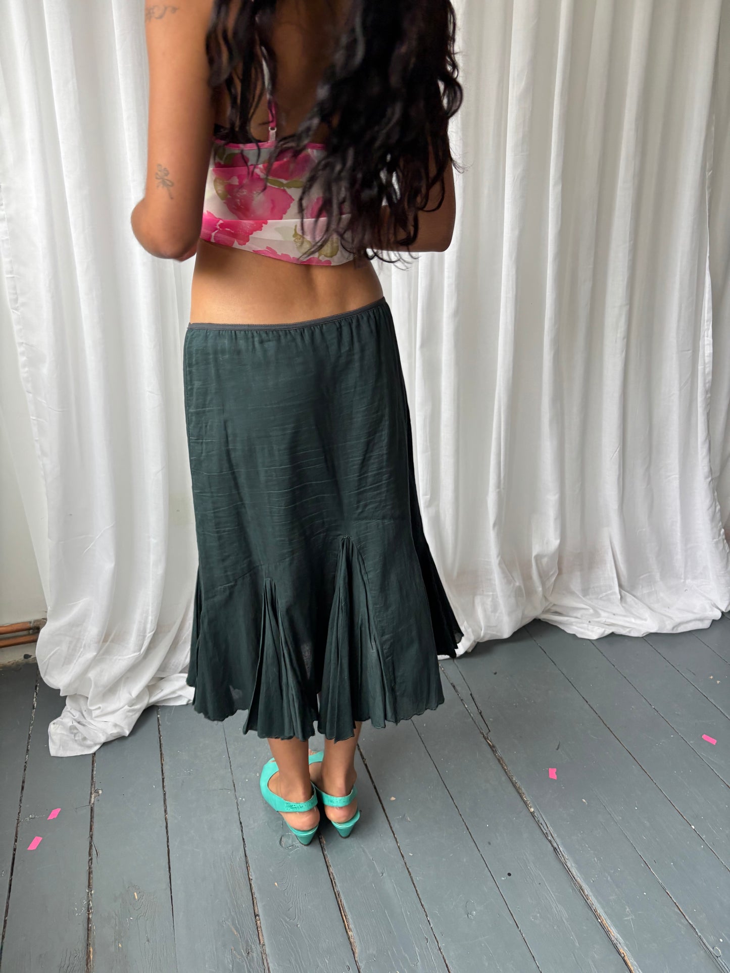 Chine Charcoal Midi Skirt