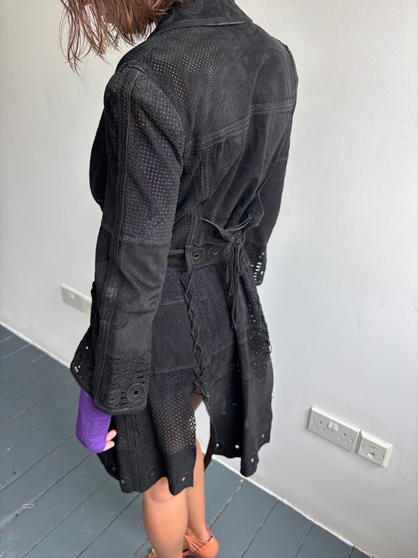 Cavalli Black Suede Trench