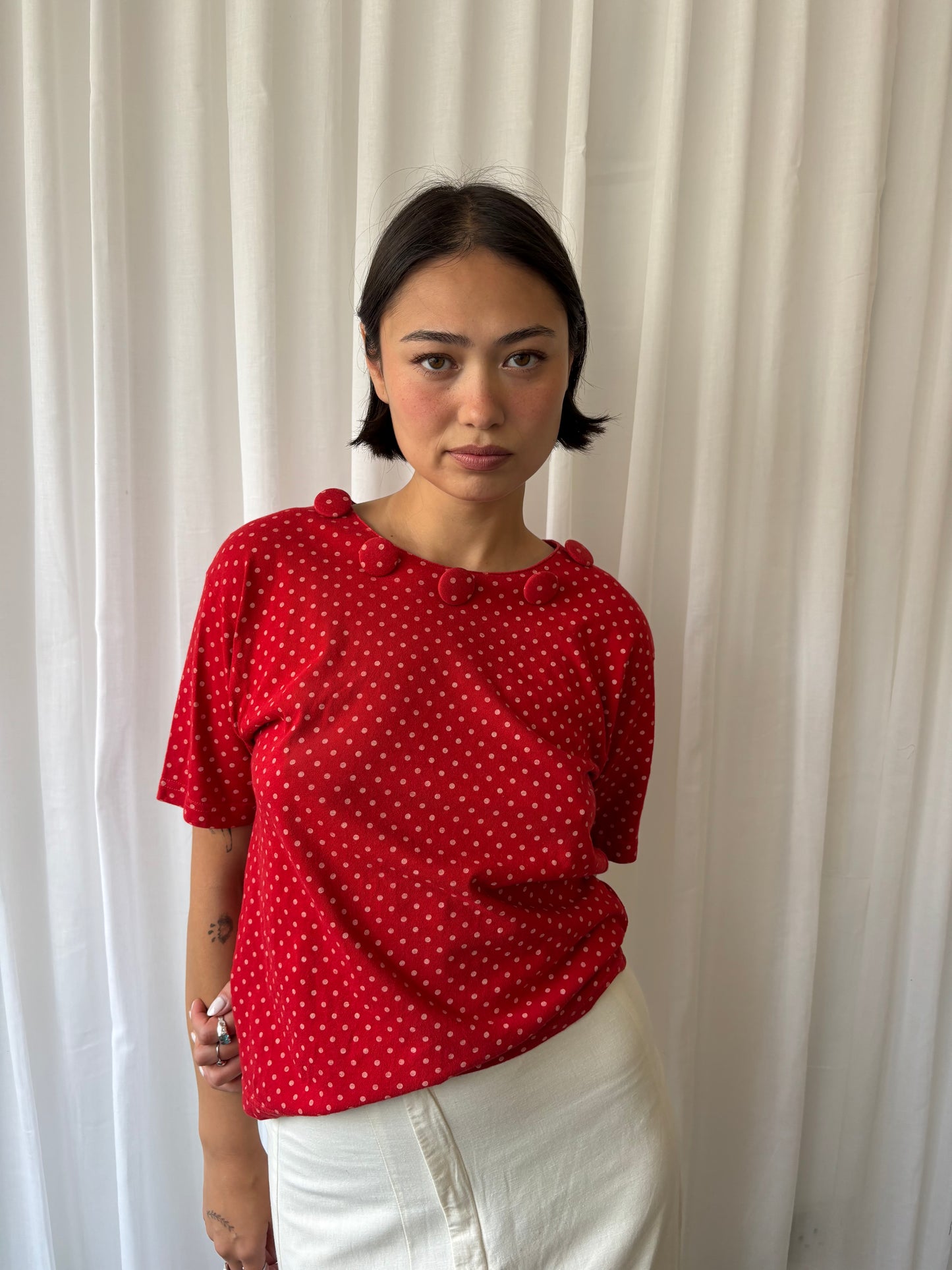 Moschino 1990s Red Polka Dot Top